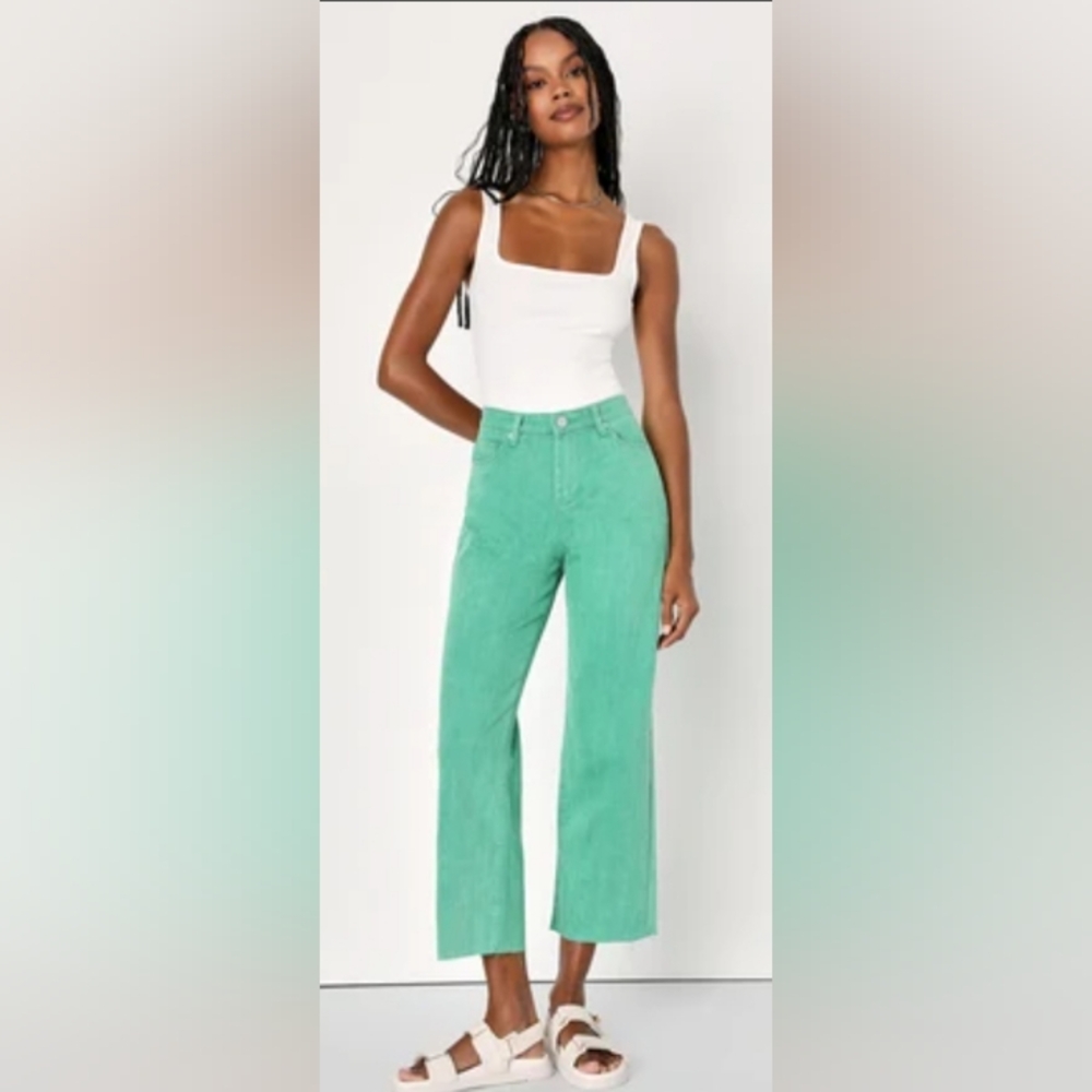 Blank NYC Green Ribcage Denim Jeans Size 26 NWT